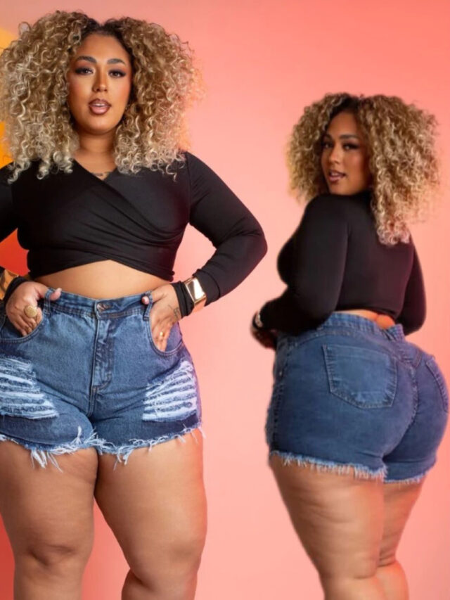 Short Jeans Marmorizado Plus Size com Stretch Modelador